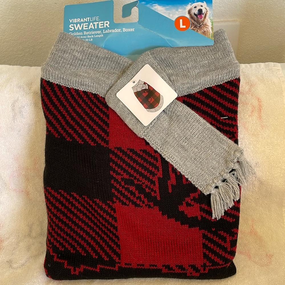 VibrantLife Sweater Sz Large 20 IN Back Length For Dogs 50-90 LB